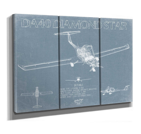 Bella Frye Diamond DA40 Diamond Star Aircraft Blueprint Wall Art - Original Airplane Print