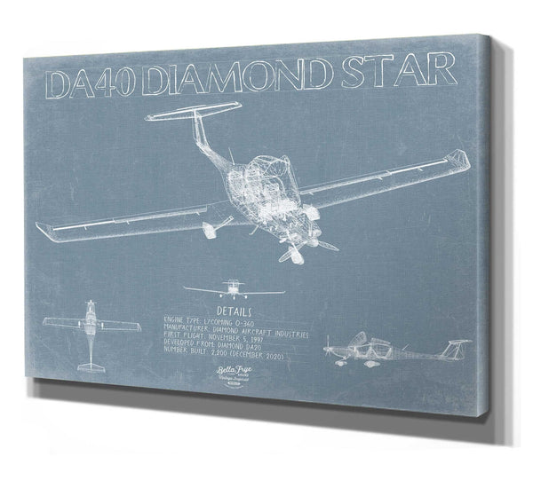 Bella Frye Diamond DA40 Diamond Star Aircraft Blueprint Wall Art - Original Airplane Print