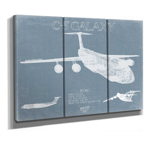 Bella Frye C-5 Galaxy Blueprint Wall Art - Original Aviation Plane Print