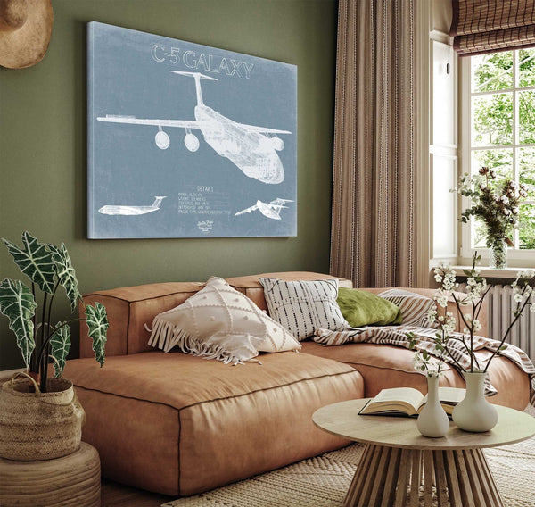 Bella Frye C-5 Galaxy Blueprint Wall Art - Original Aviation Plane Print