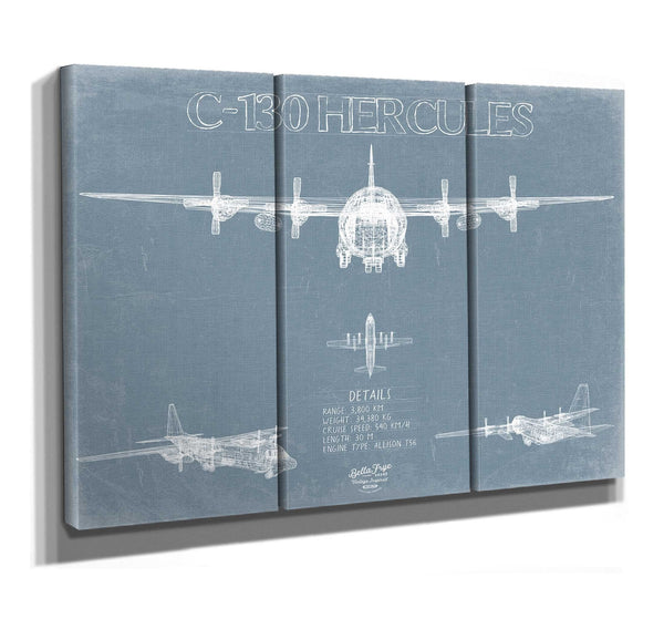 Bella Frye Lockheed C-130 Hercules Blueprint Wall Art - Original Aviation Plane Print