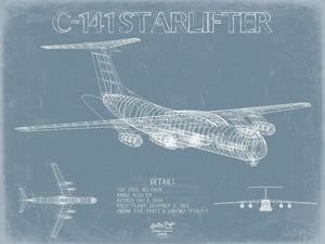 Bella Frye Lockheed C-141 Starlifter Blueprint Wall Art - Original Aviation Plane Print