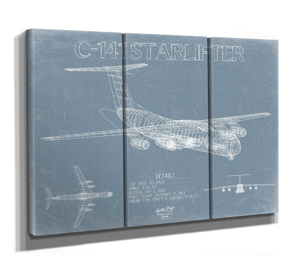 Bella Frye Lockheed C-141 Starlifter Blueprint Wall Art - Original Aviation Plane Print