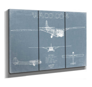 Bella Frye WACO CG-4 Aircraft Blueprint Wall Art - Original Airplane Print