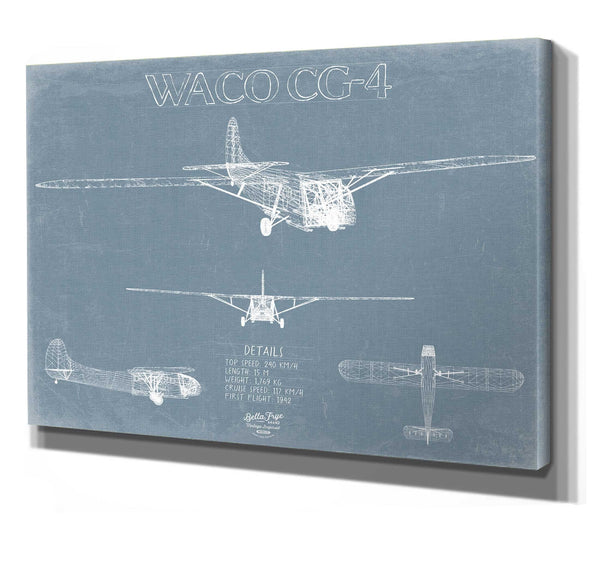 Bella Frye WACO CG-4 Aircraft Blueprint Wall Art - Original Airplane Print