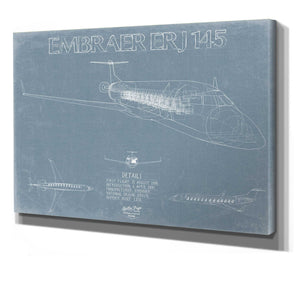 Bella Frye Embraer ERJ-145 Aircraft Blueprint Wall Art - Original Airplane Print