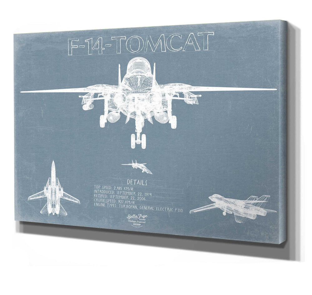 Bella Frye F-14 Tomcat Top Gun Aircraft Blueprint Wall Art - Original Airplane Print