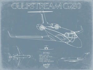 Bella Frye Gulfstream G280 Aircraft Blueprint Wall Art - Original Airplane Print