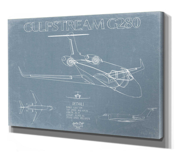 Bella Frye Gulfstream G280 Aircraft Blueprint Wall Art - Original Airplane Print