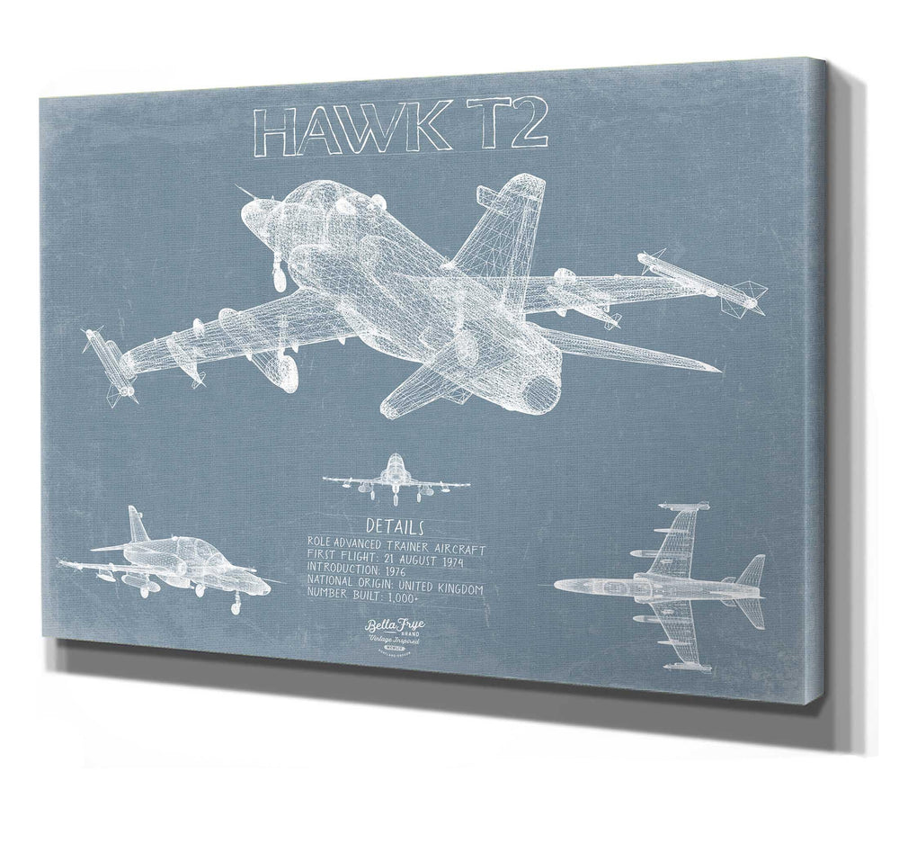 Bella Frye Hawk T2 Aircraft Blueprint Wall Art - Original Airplane Print