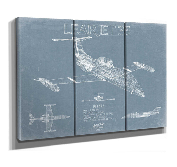 Bella Frye Learjet 35 Aircraft Blueprint Wall Art - Original Airplane Print