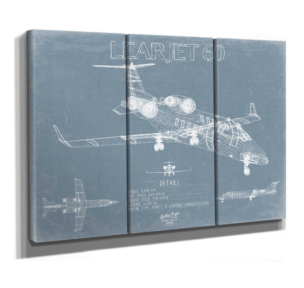 Bella Frye Learjet 60 Aircraft Blueprint Wall Art - Original Airplane Print