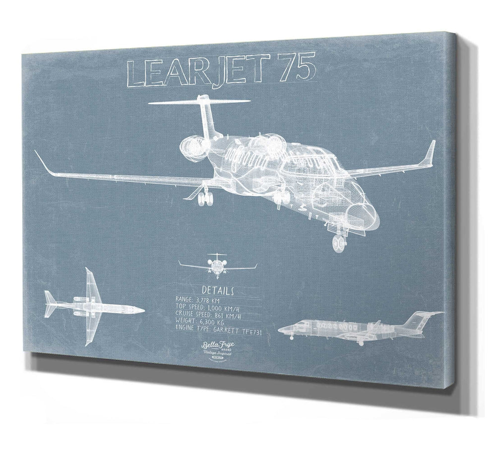 Bella Frye Learjet 75 Aircraft Blueprint Wall Art - Original Airplane Print