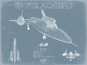 Bella Frye Lockheed SR-71 Blackbird Aircraft Blueprint Wall Art - Original Military Plane Print