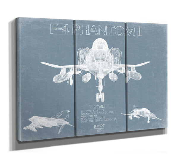 Bella Frye F-4 Phantom II Aircraft Blueprint Wall Art - Original Fighter Plane Print