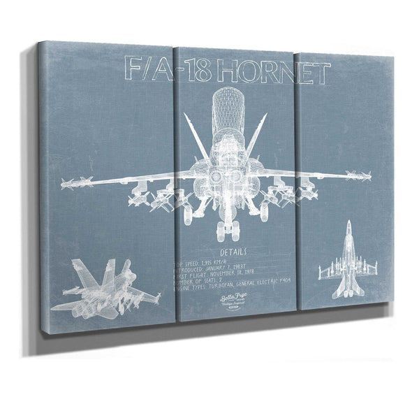 Bella Frye Boeing F/A-18 Hornet Aircraft Blueprint Wall Art - Original Aviation Plane Print