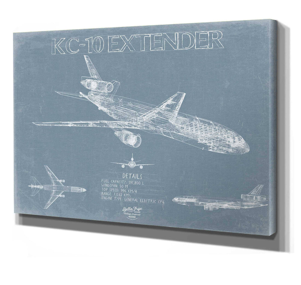 Bella Frye McDonnell Douglas KC-10 Extender Aircraft Blueprint Wall Art - Original Fighter Plane Print