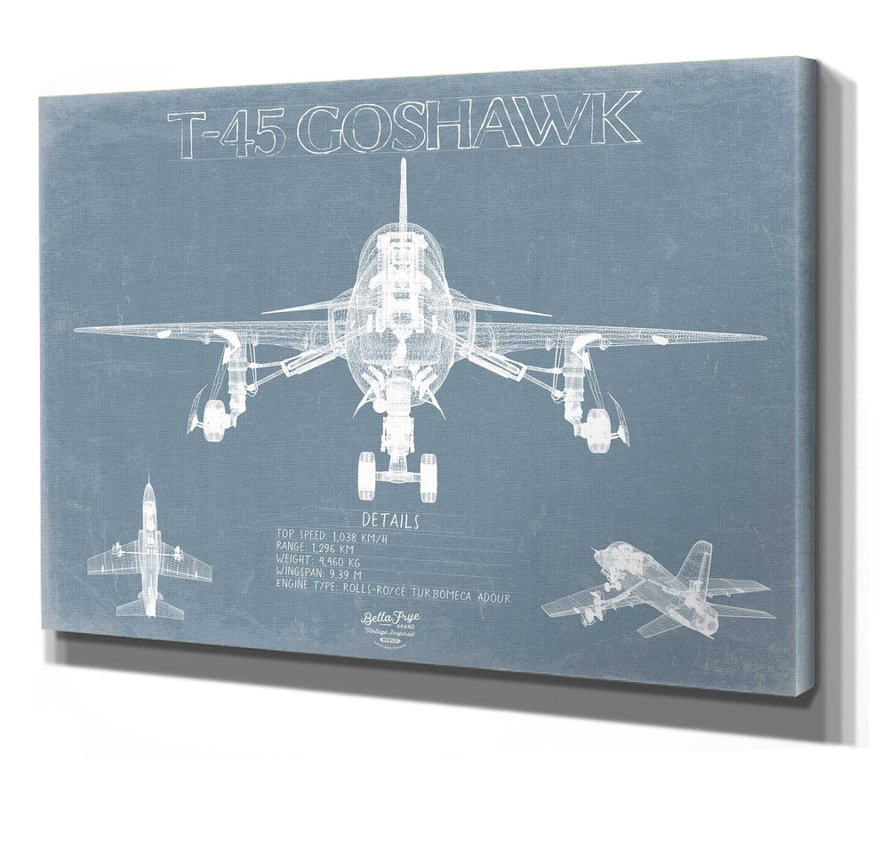 Bella Frye McDonnell Douglas T-45 Goshawk Aircraft Blueprint Wall Art - Original Aviation Plane Print