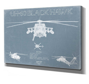 Bella Frye UH-60 Blackhawk Helicopter Aircraft Blueprint Wall Art - Original Military Print