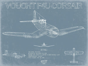 Bella Frye Vought F4U Corsair Blueprint Wall Art - Original WW II Airplane Print