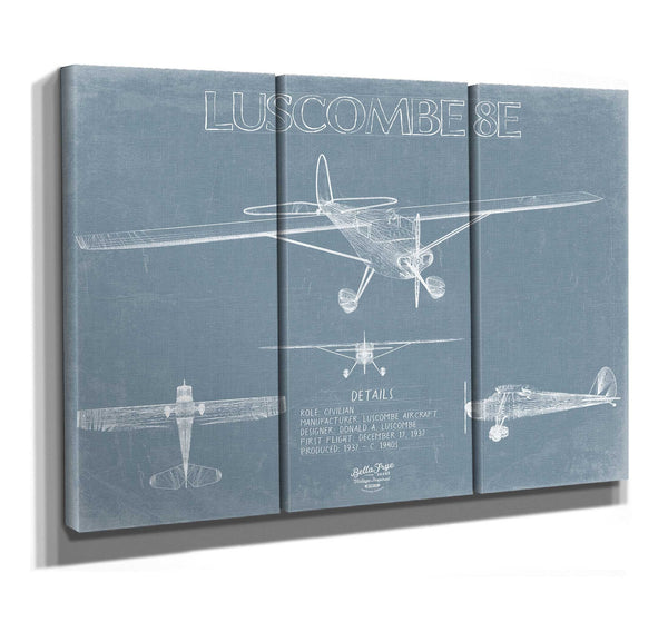 Bella Frye Luscombe 8E Aircraft Blueprint Wall Art - Original Airplane Print