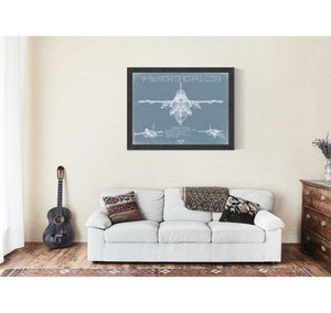 Bella Frye F-16 Aircraft Blueprint Wall Art - Original Fighter Plane Print