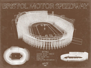 Bella Frye Bristol Motor Speedway Blueprint Wall Art - Original Racetrack Print