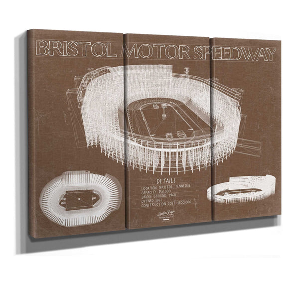 Bella Frye Bristol Motor Speedway Blueprint Wall Art - Original Racetrack Print