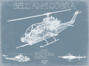 Bella Frye Bell AH-1 Cobra Helicopter Blueprint Wall Art - Original Aviation Print