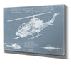 Bella Frye 14" x 11" / Stretched Canvas Wrap Bell AH-1 Cobra Helicopter Blueprint Wall Art - Original Aviation Print