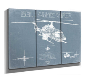 Bella Frye Bell AH-1 IZ Viper Helicopter Blueprint Wall Art - Original Aviation Print