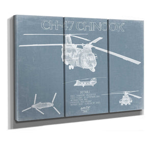 Bella Frye Boeing CH-47 Chinook Helicopter Blueprint Wall Art - Original Aviation Print