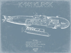 Bella Frye K-141 Kursk Submarine Blueprint Wall Art - Original Nautical Print