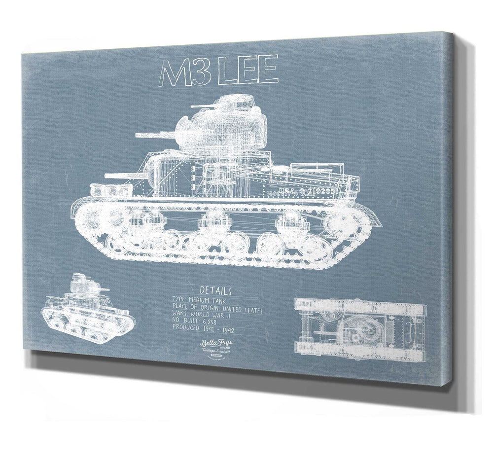 Bella Frye M3-Lee Tank Blueprint Wall Art - Original Military Print