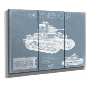 Bella Frye M4 Sherman Tank Blueprint Wall Art - Original Military Print