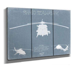 Bella Frye SH-60 Seahawk Helicopter Blueprint Wall Art - Original Aviation Print