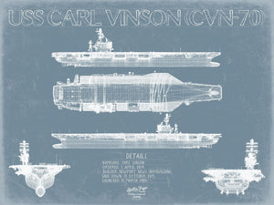 Bella Frye USS Carl Vinson CVN-70 Blueprint Wall Art - Original Carrier Print