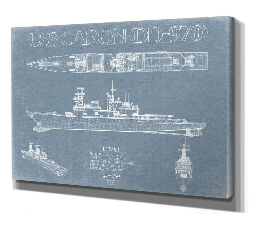 Bella Frye USS Caron DD-970 Blueprint Wall Art - Original Carrier Print