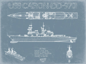 Bella Frye USS Caron DD-970 Blueprint Wall Art - Original Carrier Print