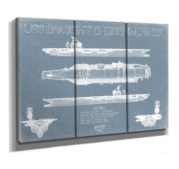 Bella Frye USS Dwight D Eisenhower CVN-69 Blueprint Wall Art - Original Carrier Print