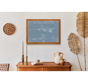 Bella Frye AC-130H Spectre Aircraft Blueprint Wall Art - Original Aviation Plane Print