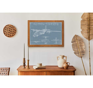 Bella Frye AC-130W Stinger II Aircraft Blueprint Wall Art - Original Aviation Plane Print