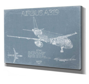 Bella Frye Airbus A319 Aircraft Blueprint Wall Art - Original Aviation Plane Print