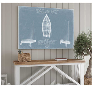 Bella Frye Sailboat Blueprint Wall Art - Original Sailing Maritime Print