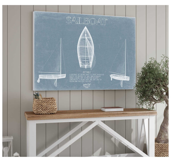 Bella Frye Sailboat Blueprint Wall Art - Original Sailing Maritime Print