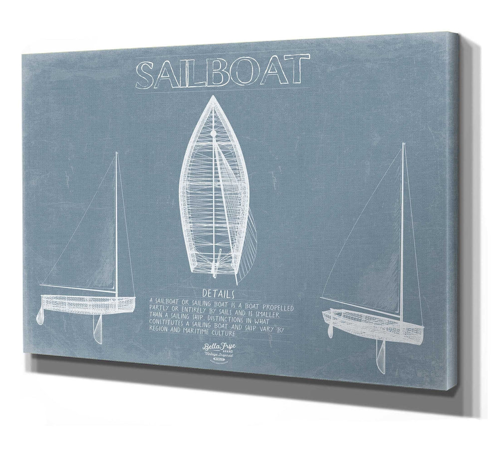 Bella Frye Sailboat Blueprint Wall Art - Original Sailing Maritime Print