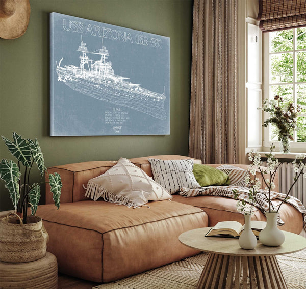 Bella Frye USS Arizona BB-39 Blueprint Wall Art - Original Carrier Print