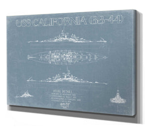 Bella Frye USS California BB-44 Blueprint Wall Art - Original Carrier Print