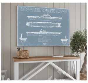 Bella Frye USS Enterprise CV-6 Blueprint Wall Art - Original Carrier Print