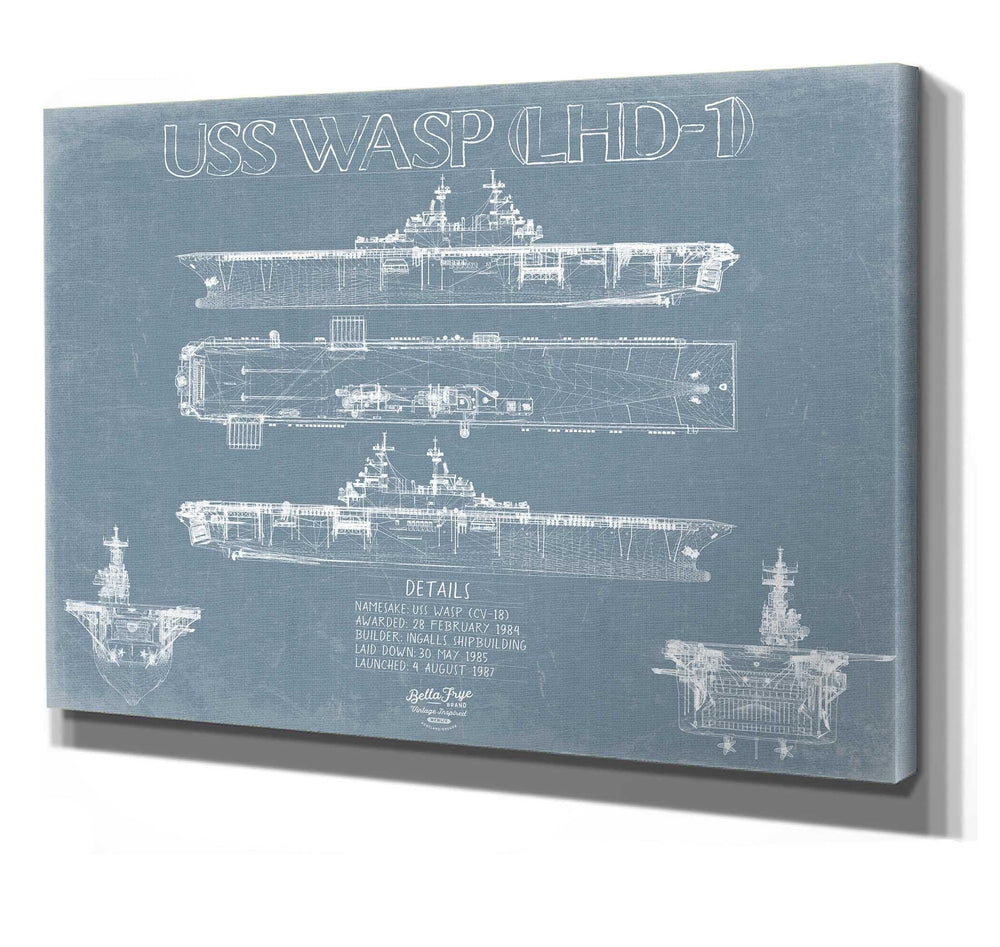 Bella Frye USS Wasp LHD-1 Blueprint Wall Art - Original Carrier Print